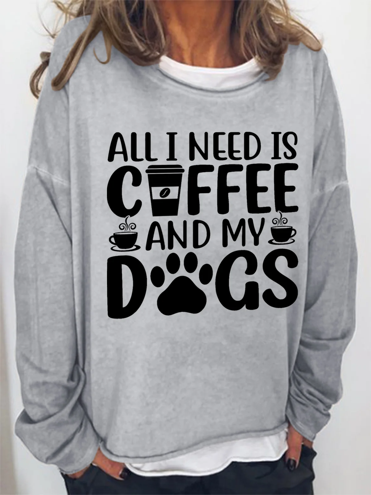 Women Coffee lover All i need is coffee and my dogs Loose Sweatshirt