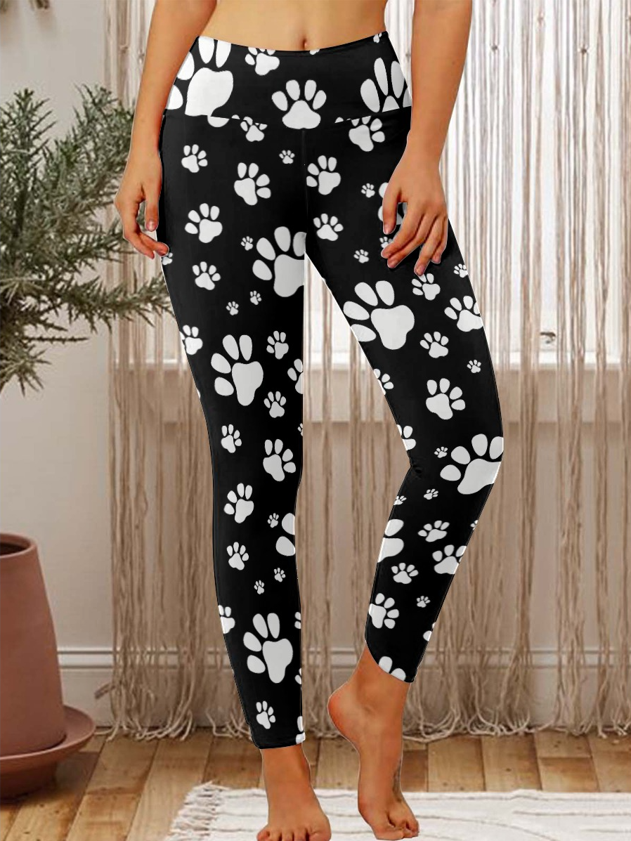 Dog Cat Paw Women's Tummy Control Leggings