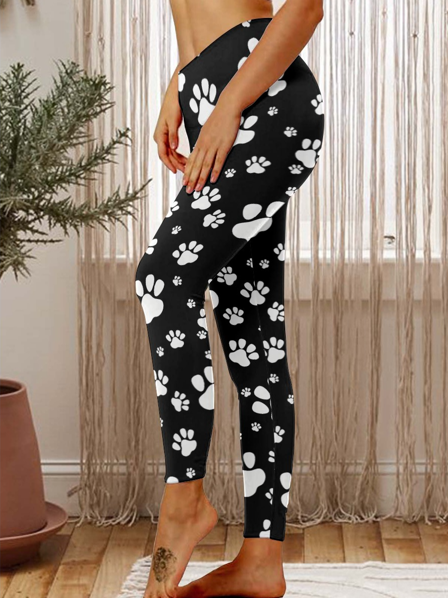 Dog Cat Paw Women's Tummy Control Leggings