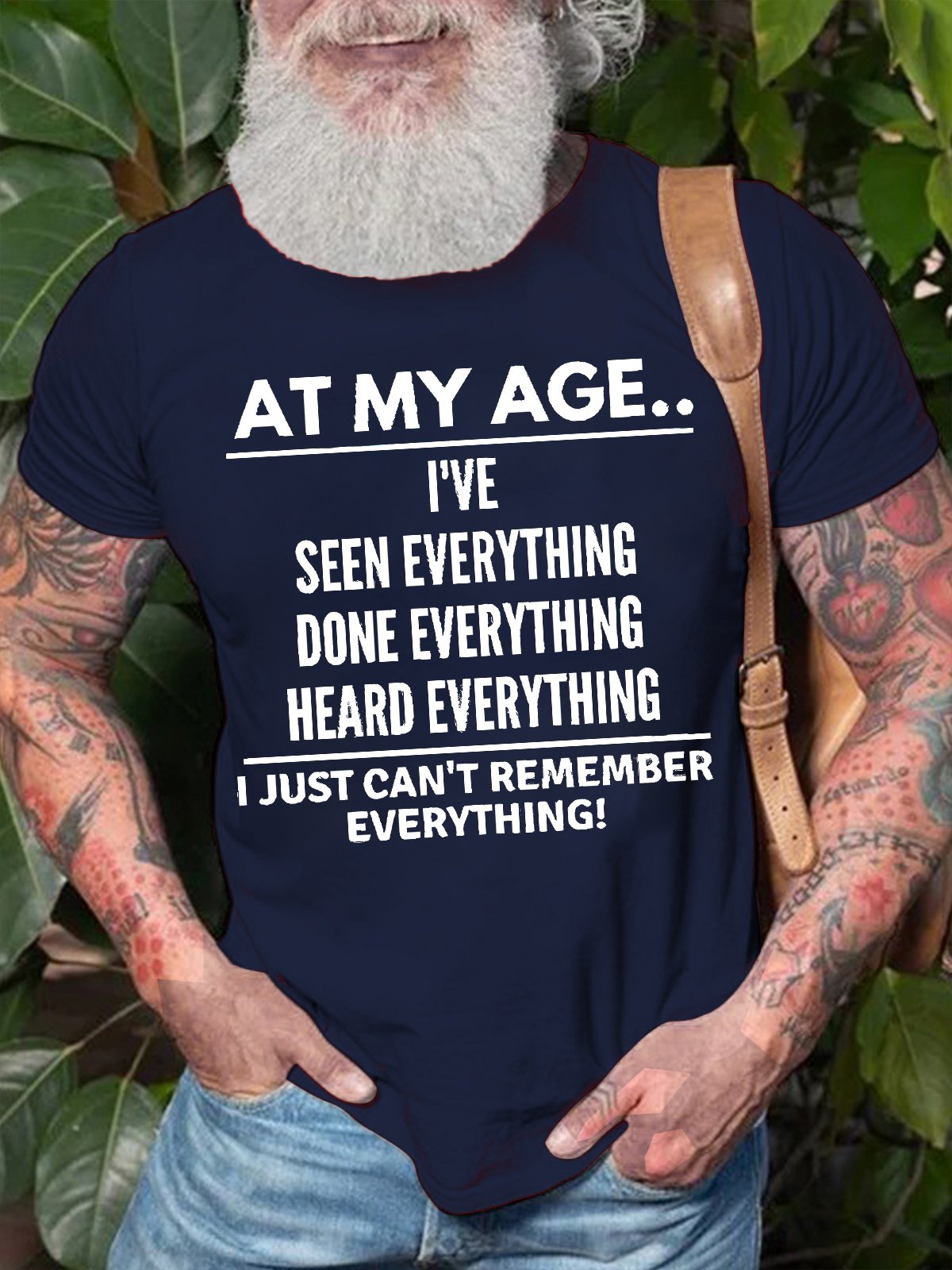 Mens At My Age I Can’T Remember Everything Funny Text Letters Cotton Crew Neck T-Shirt