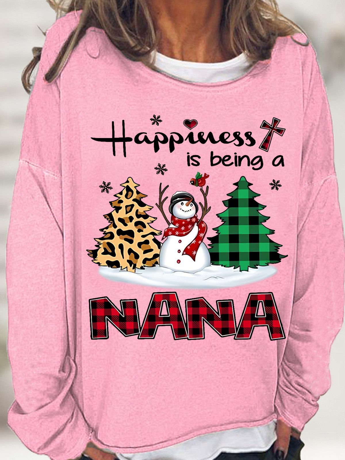 Womens Happiness Is Be In A Nana Grandma Christmas Casual Sweatshirt