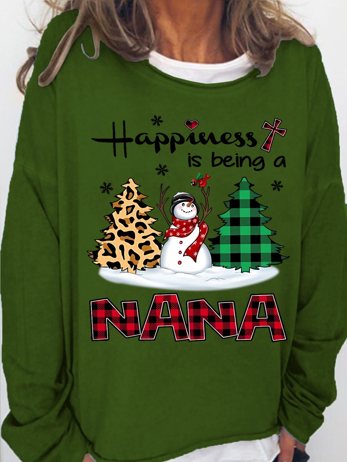 Womens Happiness Is Be In A Nana Grandma Christmas Casual Sweatshirt