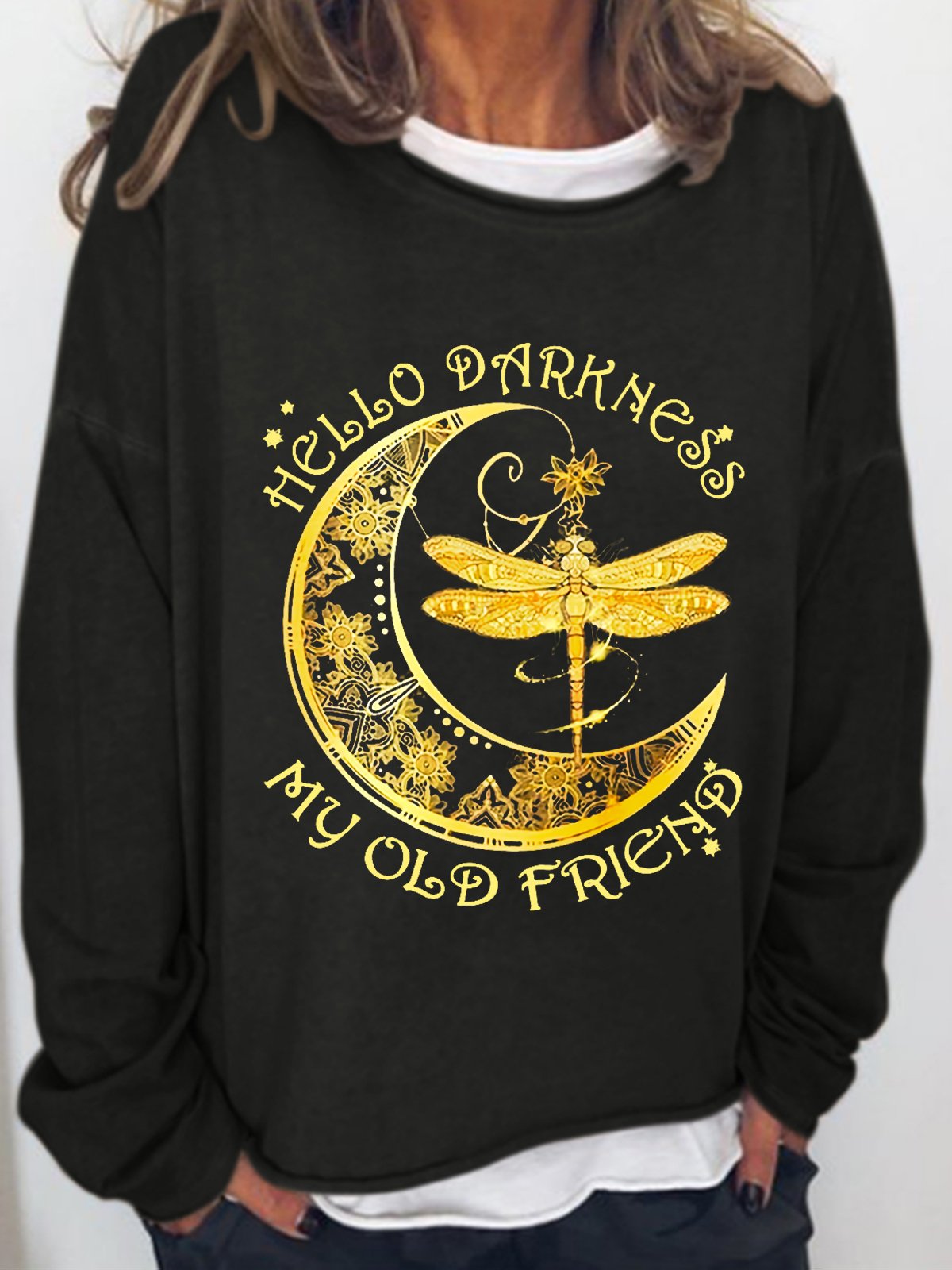 Womens Hallo Darkness My Old Friend Casual Sweatshirt