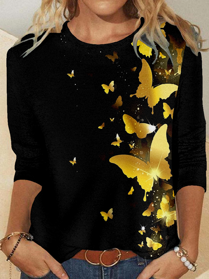 Womens golden butterfly Print Casual Top