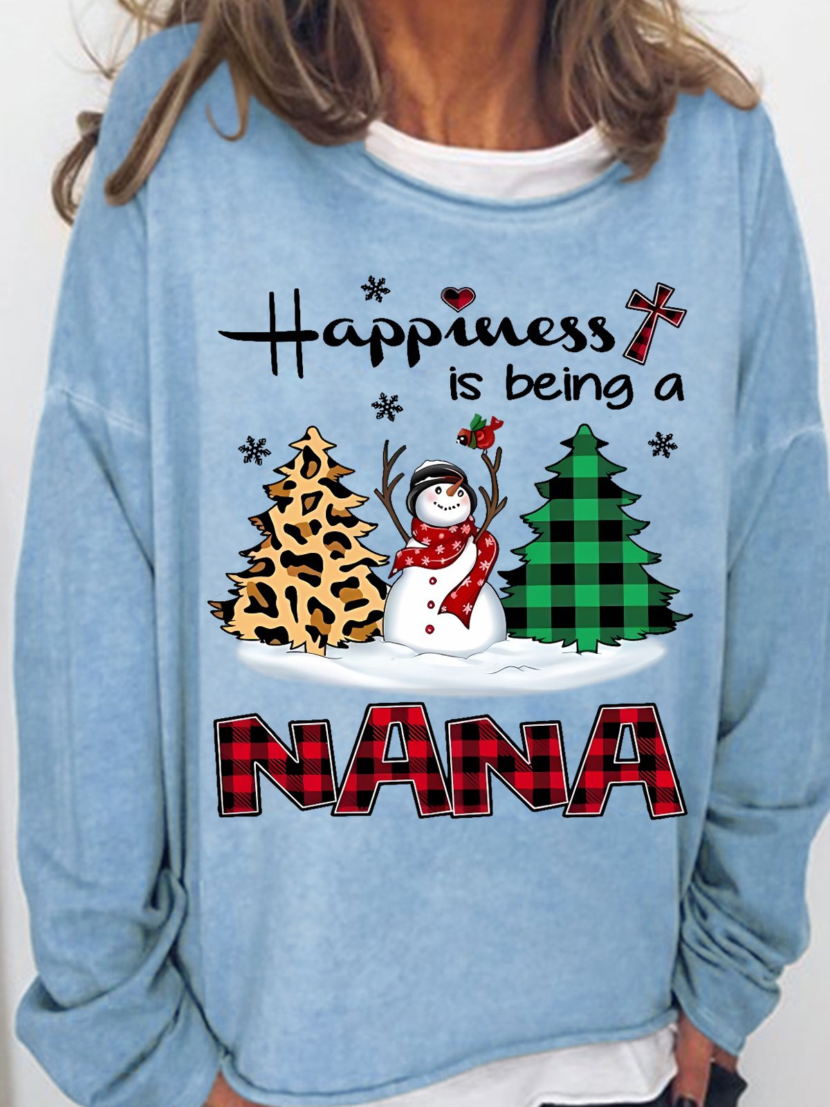 Womens Happiness Is Be In A Nana Grandma Christmas Casual Sweatshirt