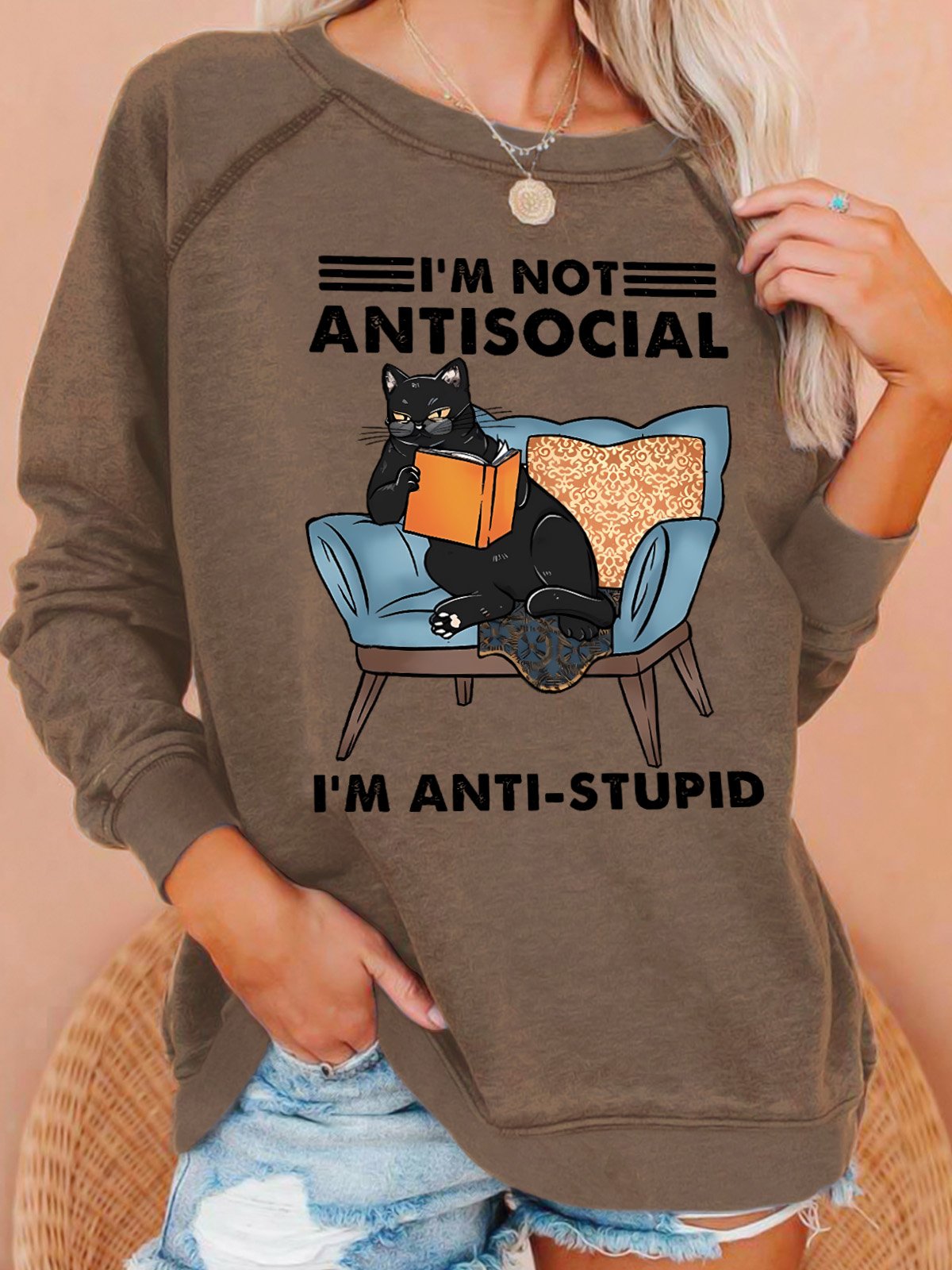 I'm Not Antisocial I'm Anti-stupid Women's Cat Sweatshirt