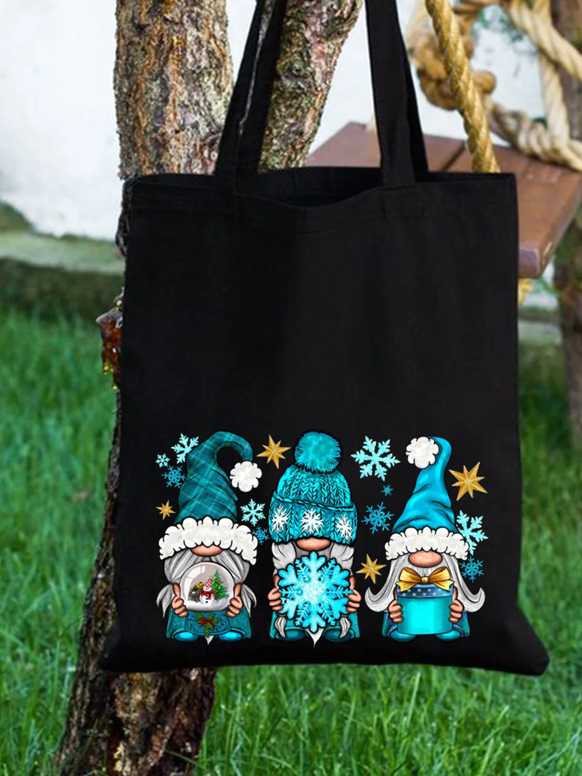 Christmas Gnome Graphic Shopping Tote Bag