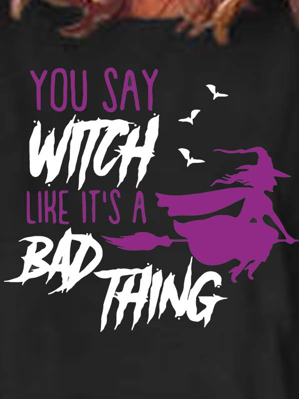 Women Halloween Brooms Witch Casual Loose Halloween T-Shirt