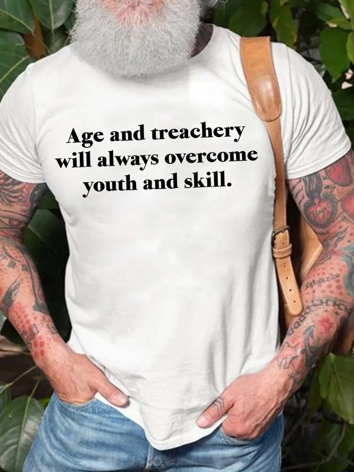 Men Age And Treachery Will Always Overcome Youth And Skill Fit Casual T-Shirt