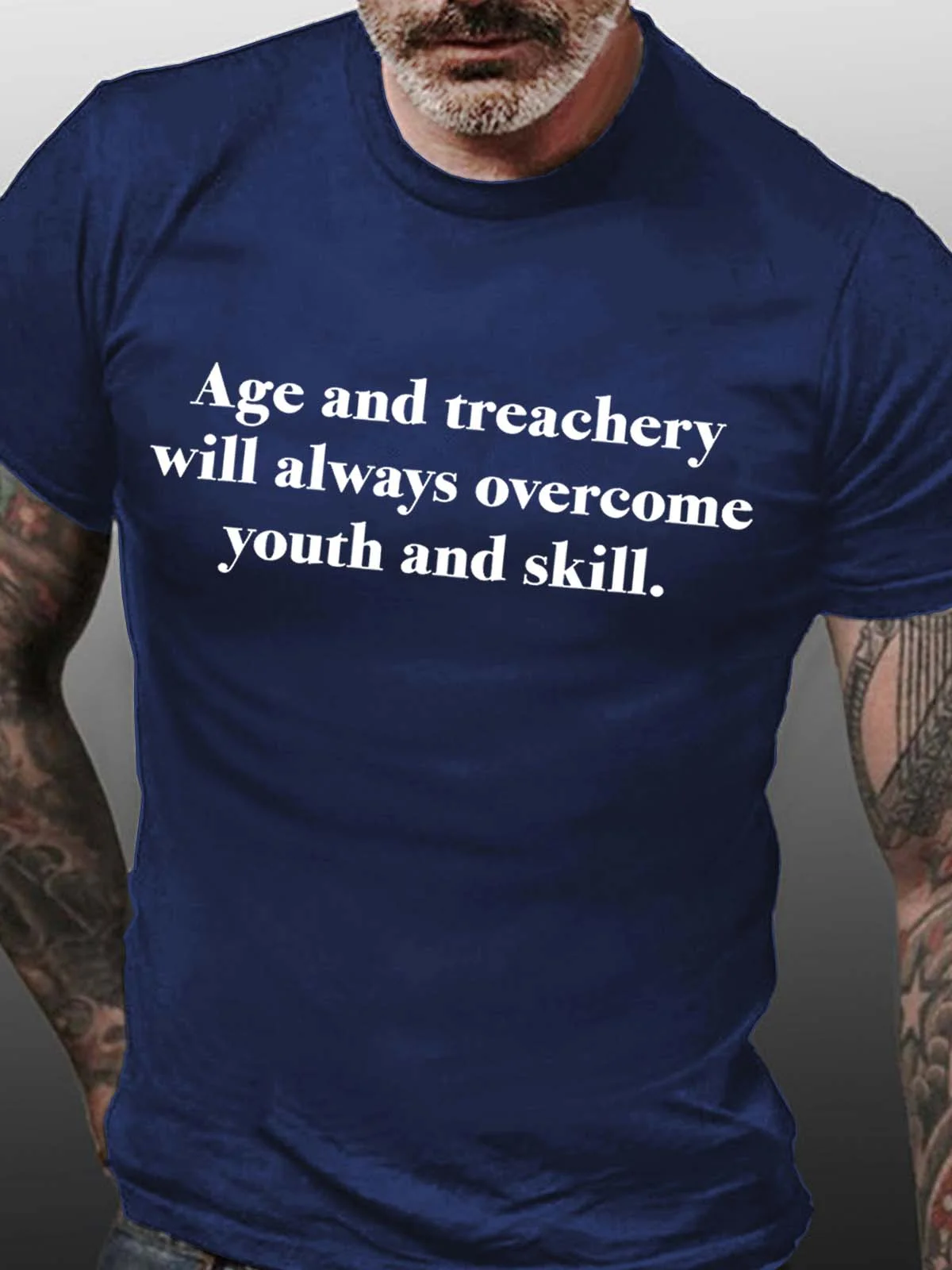 Men Age And Treachery Will Always Overcome Youth And Skill Fit Casual T-Shirt