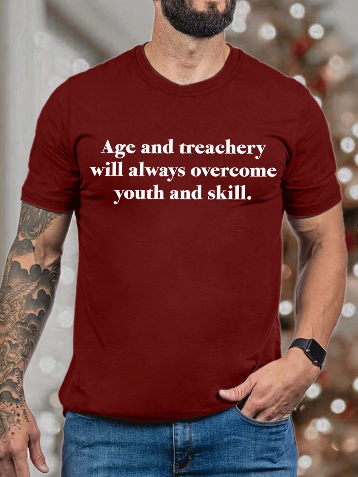 Men Age And Treachery Will Always Overcome Youth And Skill Fit Casual T-Shirt