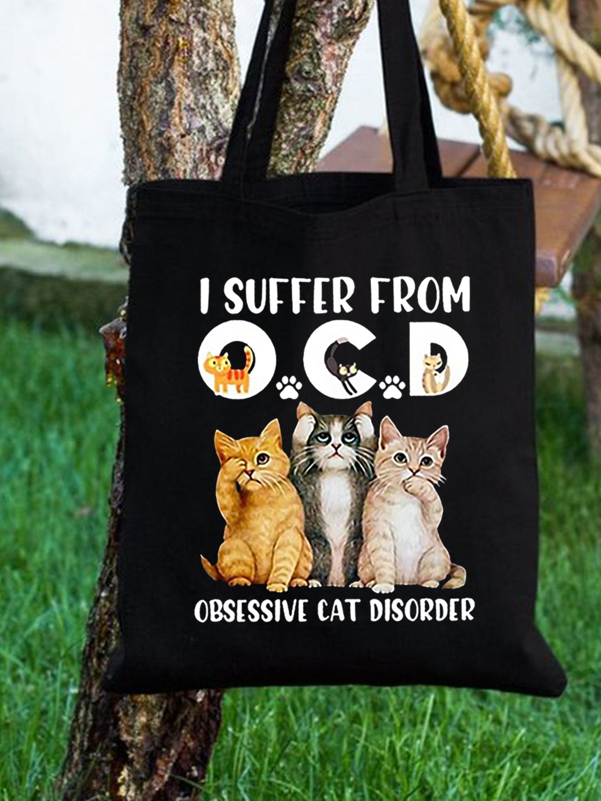 I Suffer From Ocd Obsessive Cat Disorder Animal Graphic Shopping Tote Bag