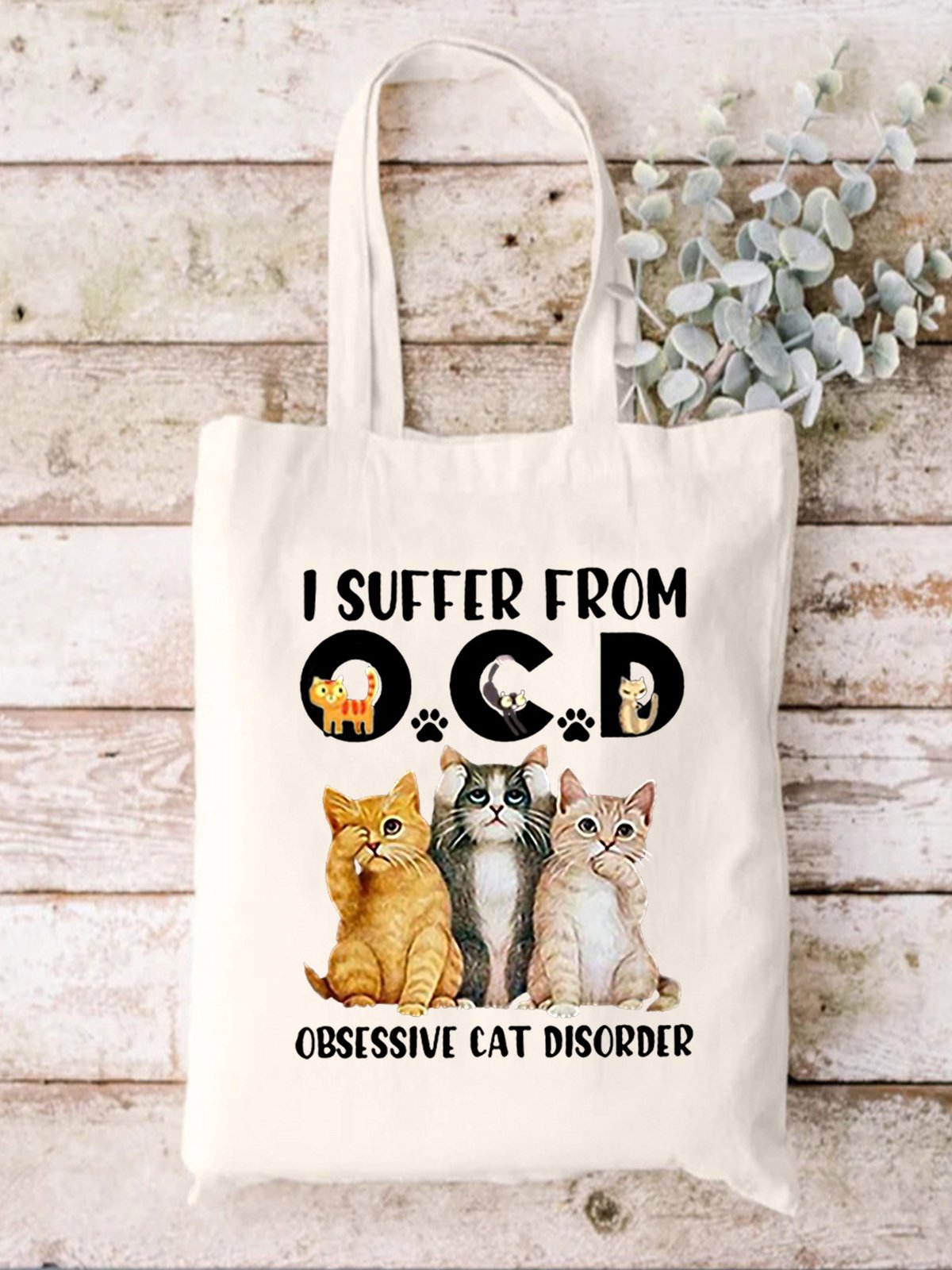 I Suffer From Ocd Obsessive Cat Disorder Animal Graphic Shopping Tote Bag