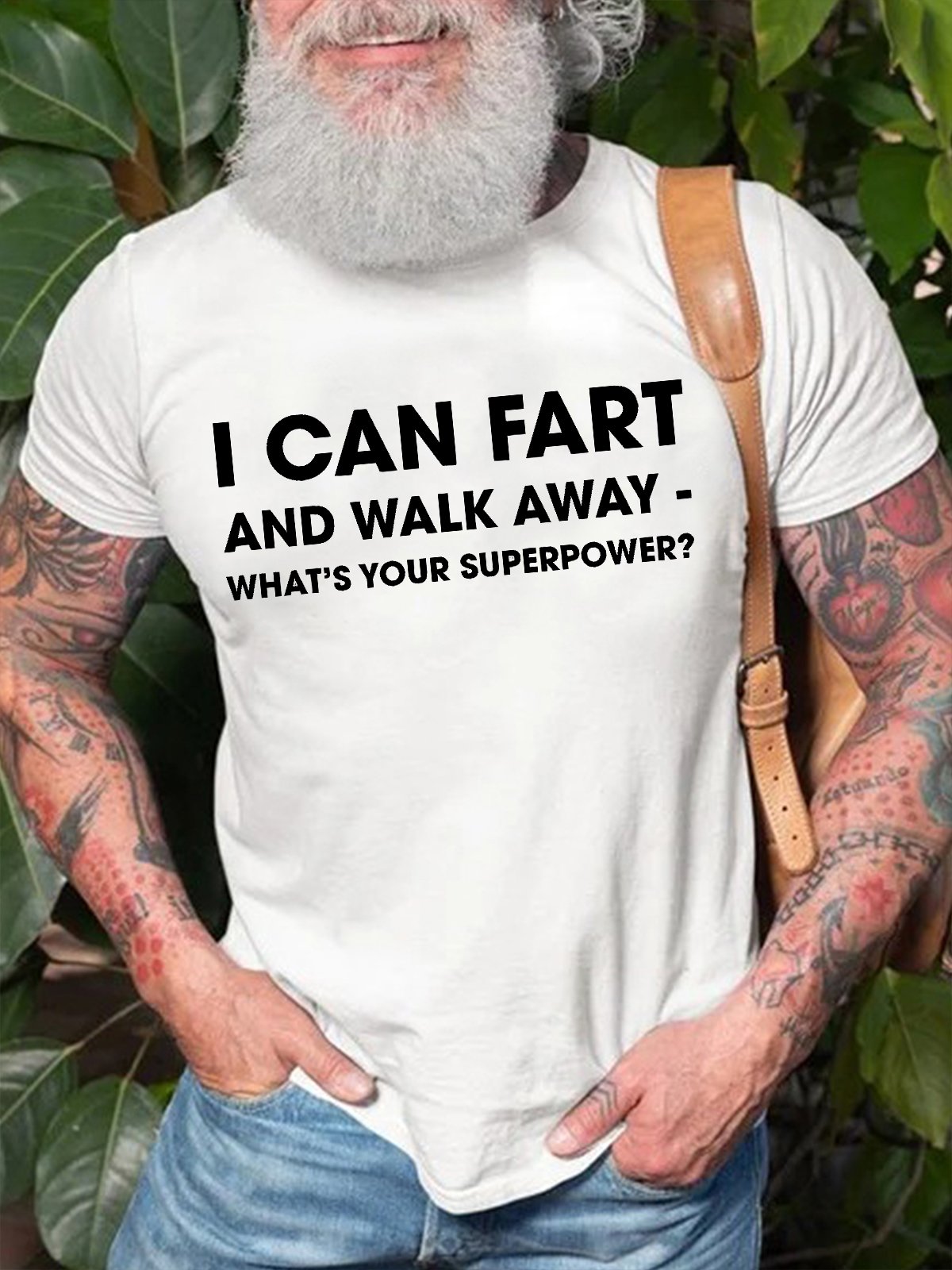 Mens I Can Fart And Walk Away Funny Graphics Printed Cotton Casual Text Letters T-Shirt