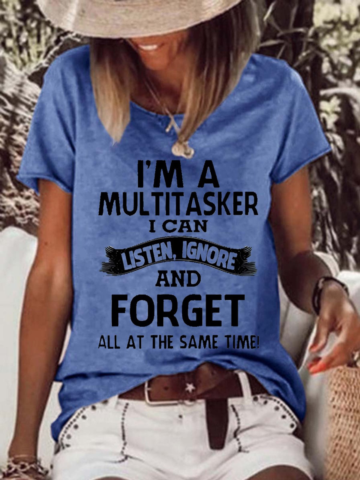 I'm A Multitasker I Can Listen Ignore And Forget All At The Same Time Funny Loose Cotton-Blend T-Shirt