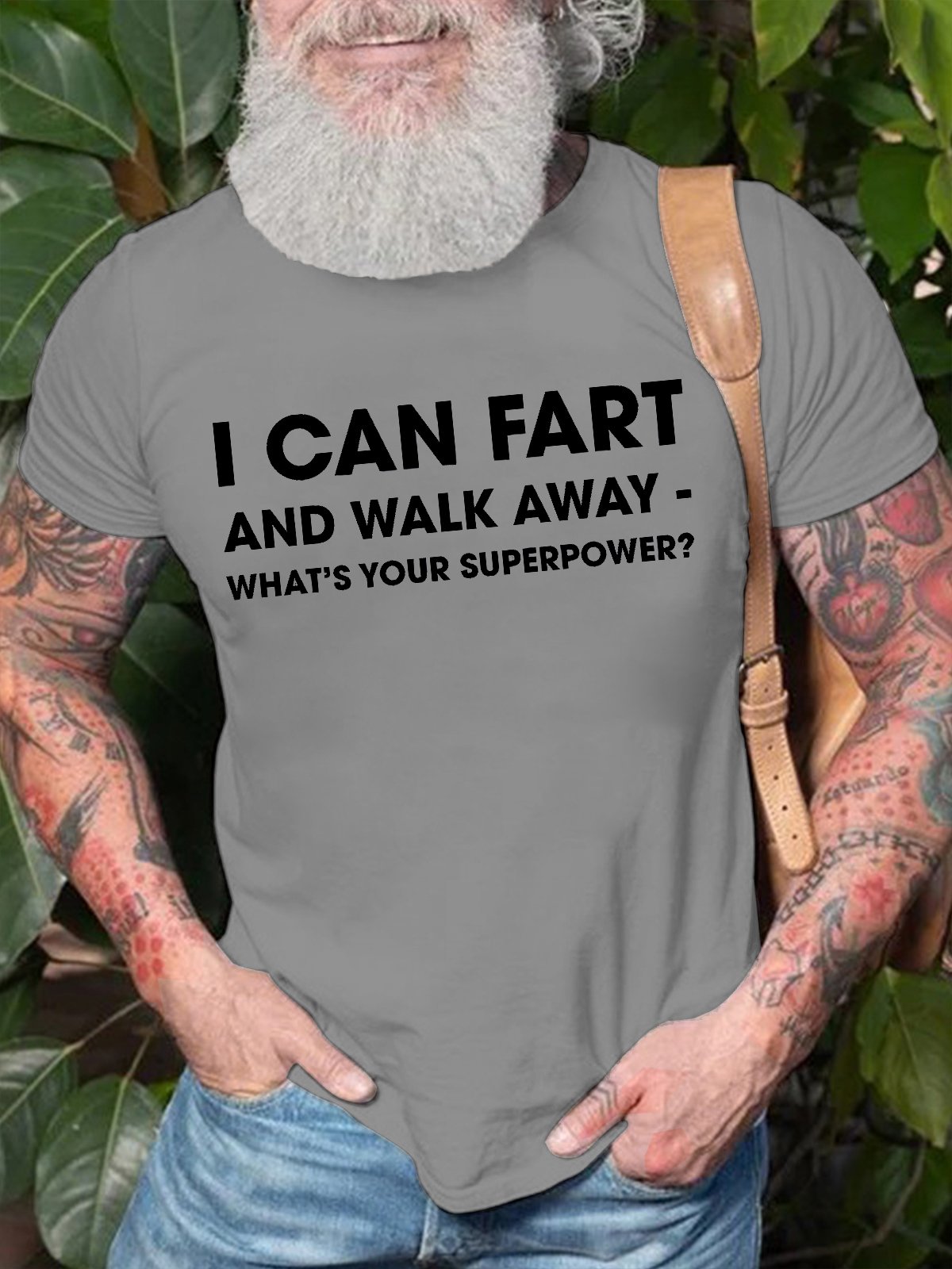 Mens I Can Fart And Walk Away Funny Graphics Printed Cotton Casual Text Letters T-Shirt