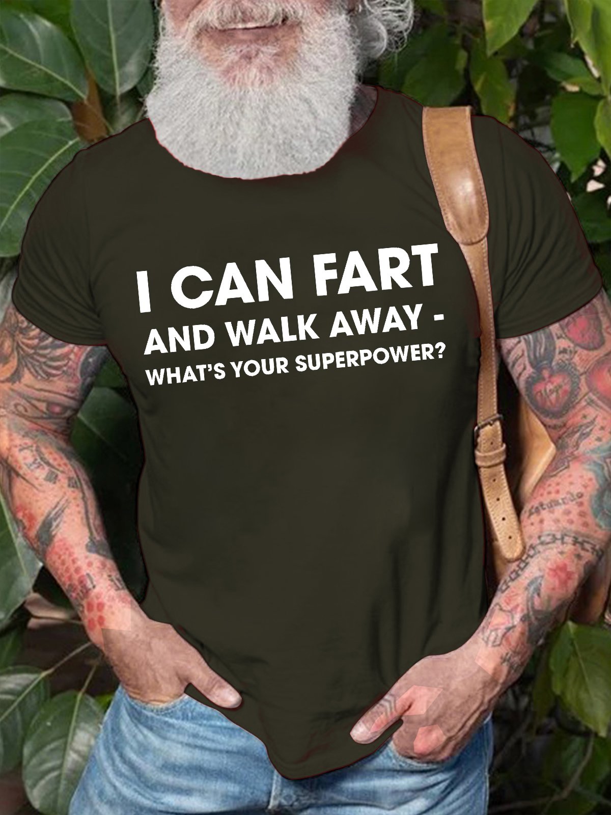 Mens I Can Fart And Walk Away Funny Graphics Printed Cotton Casual Text Letters T-Shirt