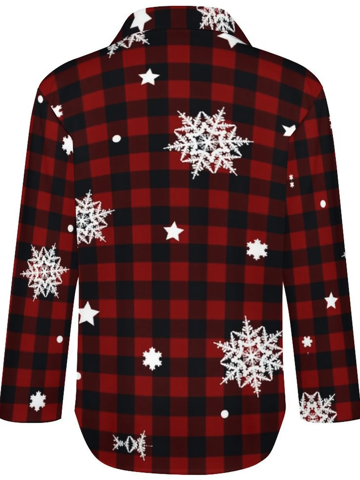 Women Christmas Plaid Snowflake Shirt Collar Loose Blouse