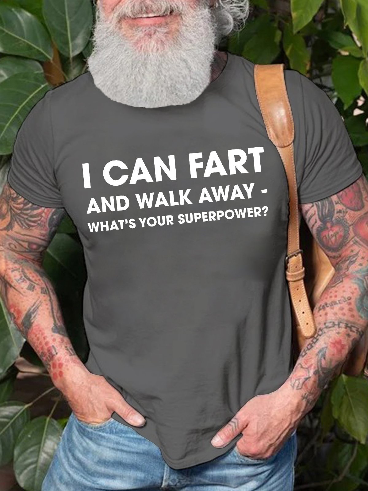 Mens I Can Fart And Walk Away Funny Graphics Printed Cotton Casual Text Letters T-Shirt