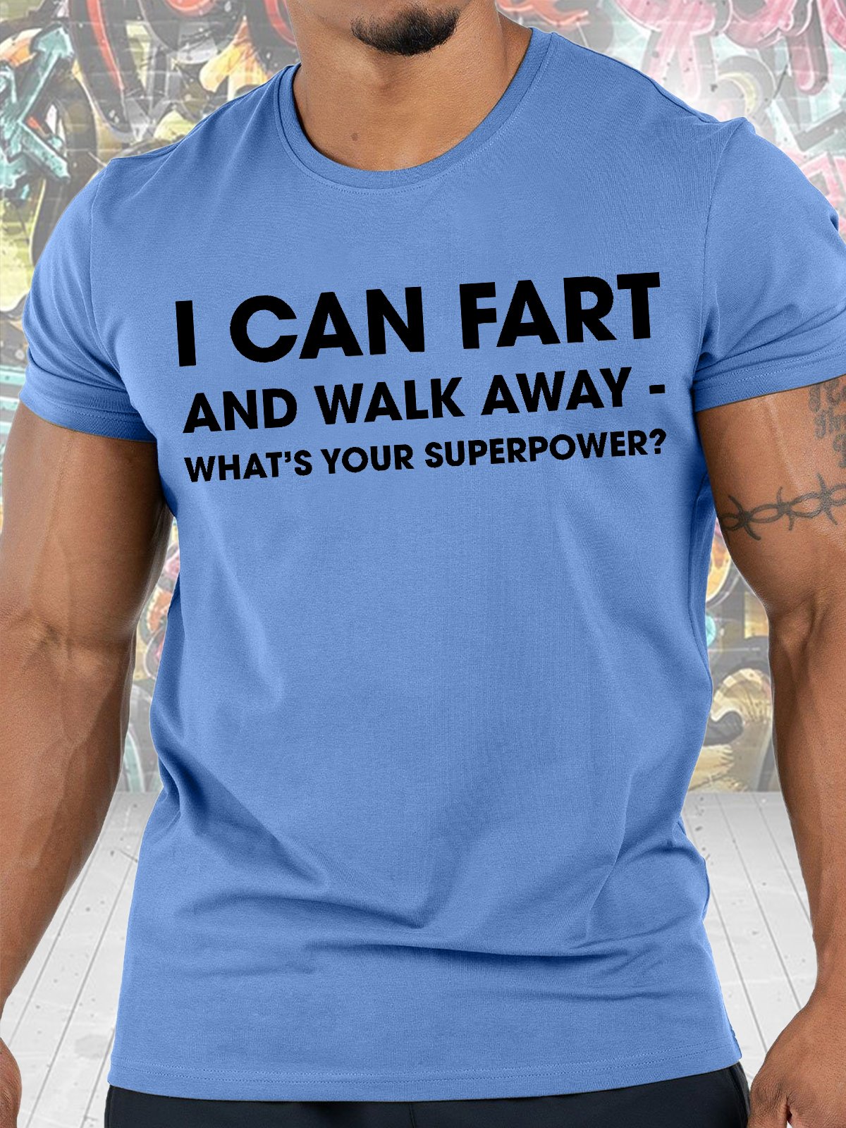 Mens I Can Fart And Walk Away Funny Graphics Printed Cotton Casual Text Letters T-Shirt