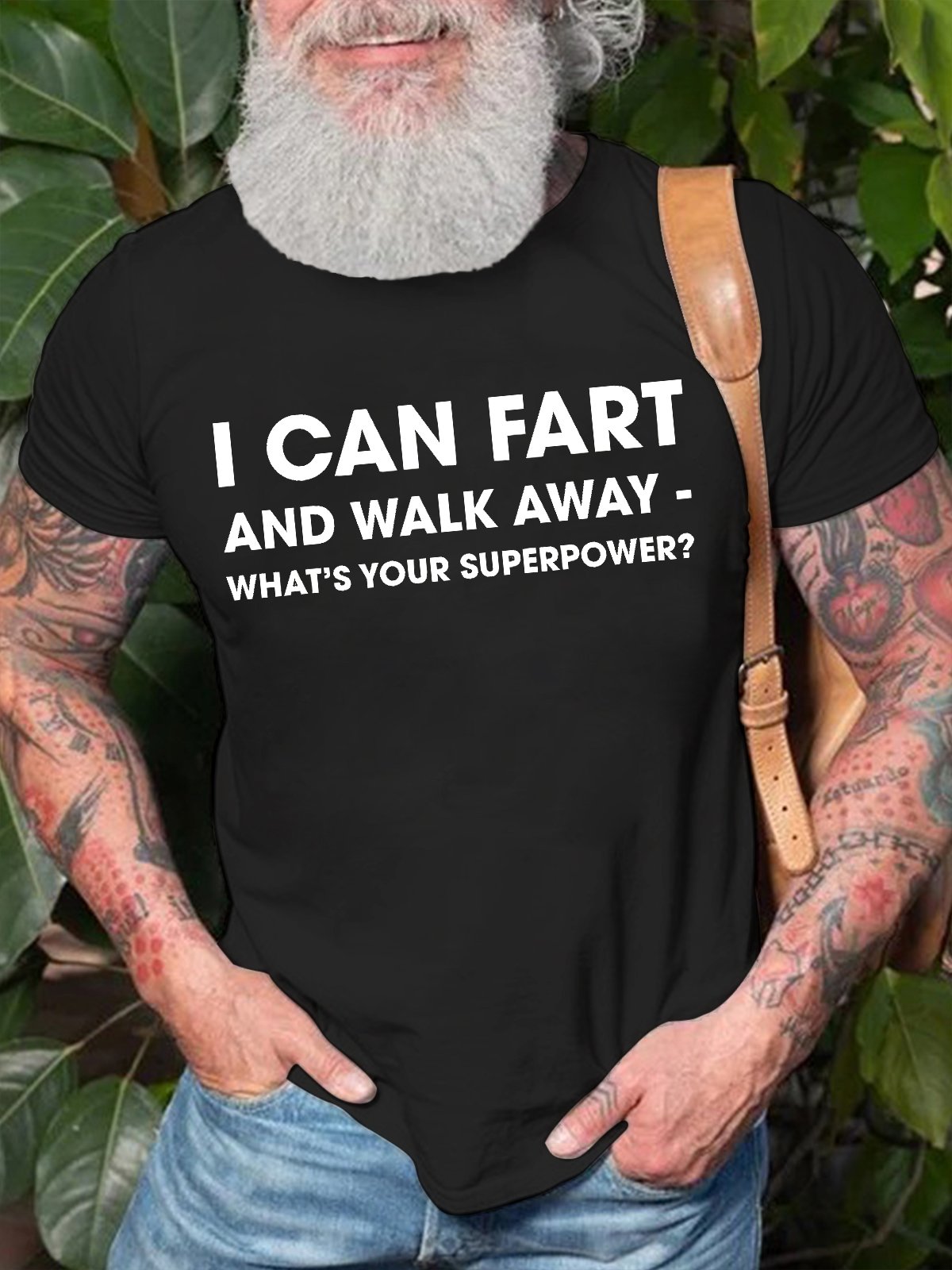 Mens I Can Fart And Walk Away Funny Graphics Printed Cotton Casual Text Letters T-Shirt