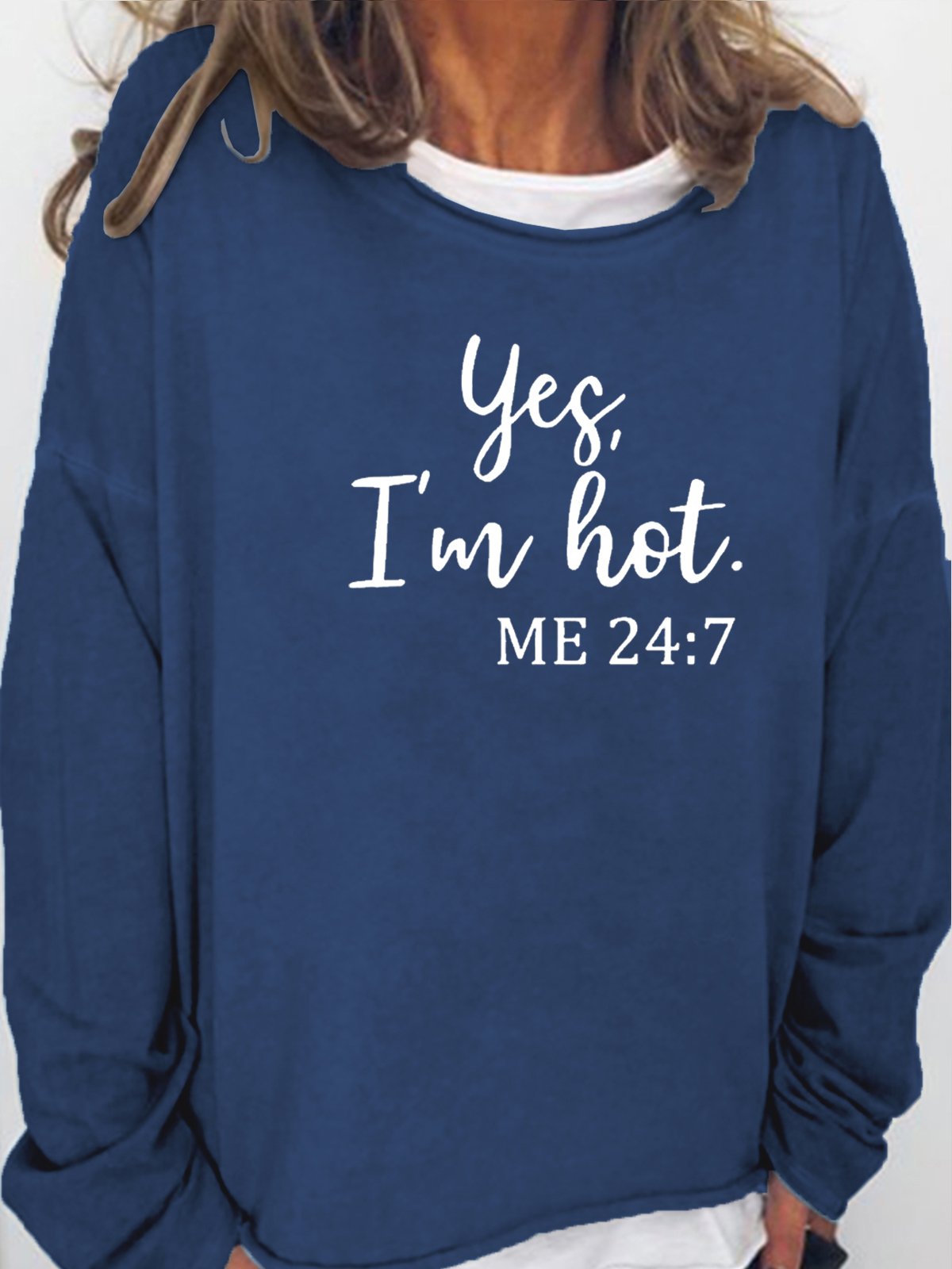 Womens Funny Gift Yes I’m Cold 24/7 Crew Neck Casual Sweatshirt