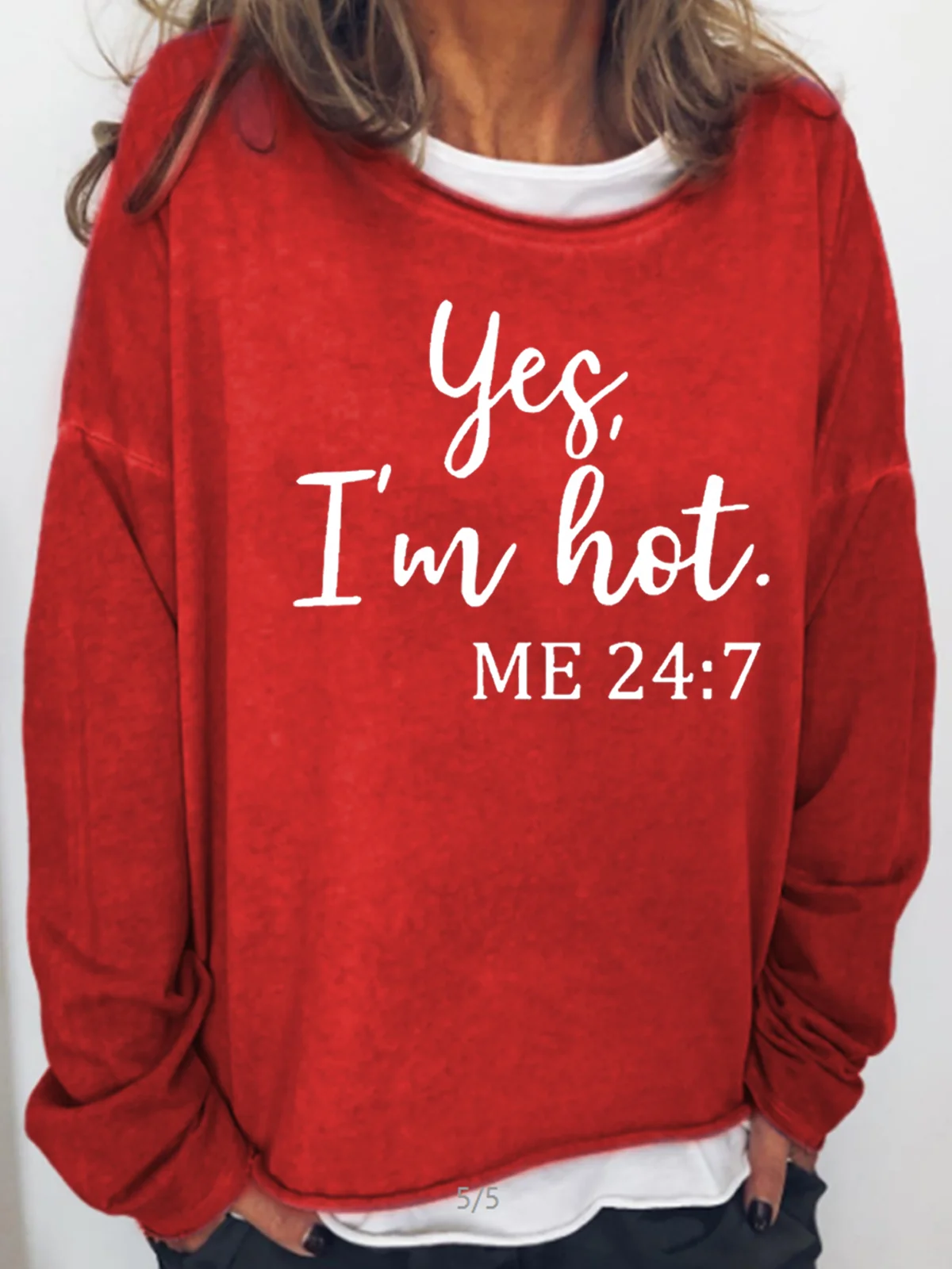 Womens Funny Gift Yes I’m Cold 24/7 Crew Neck Casual Sweatshirt