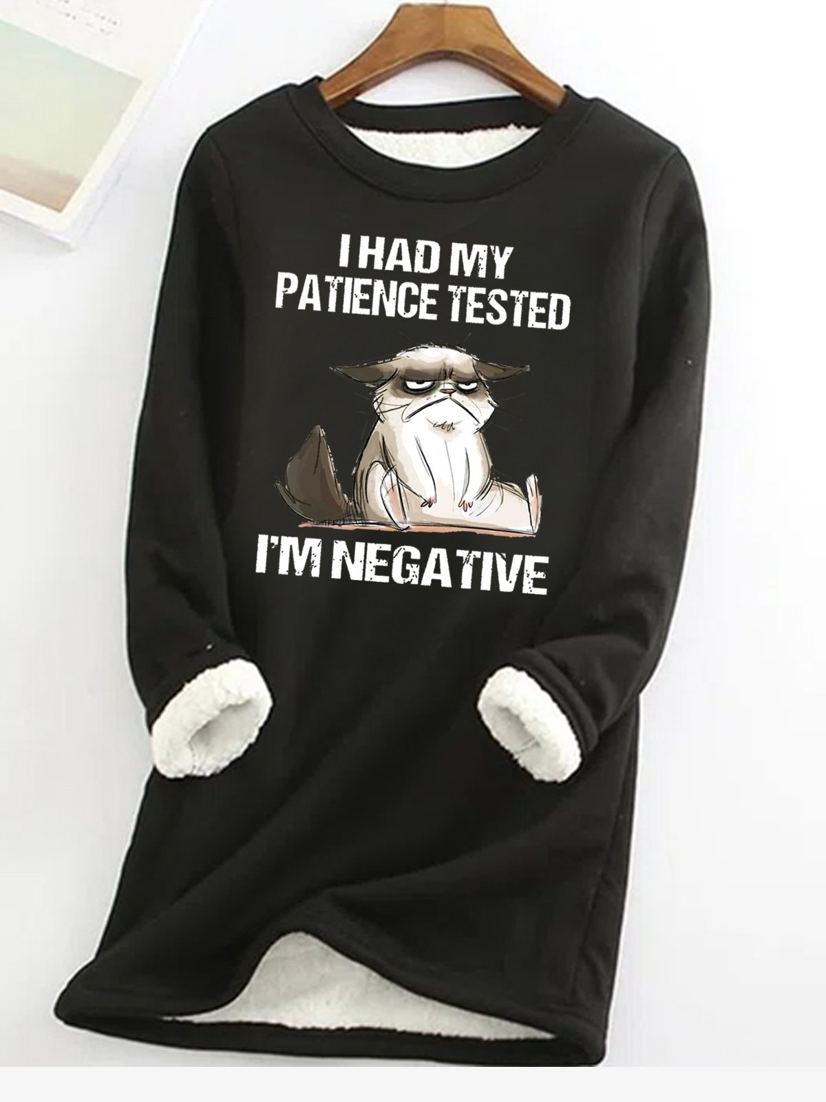 Women's Funny I Had My Patience Test Grumpy Cat Animal Crew Neck Sweatshirt