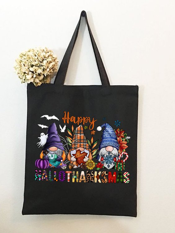 Happy Hallo Thanks Mas Halloween Graphic Shopping Tote Bag