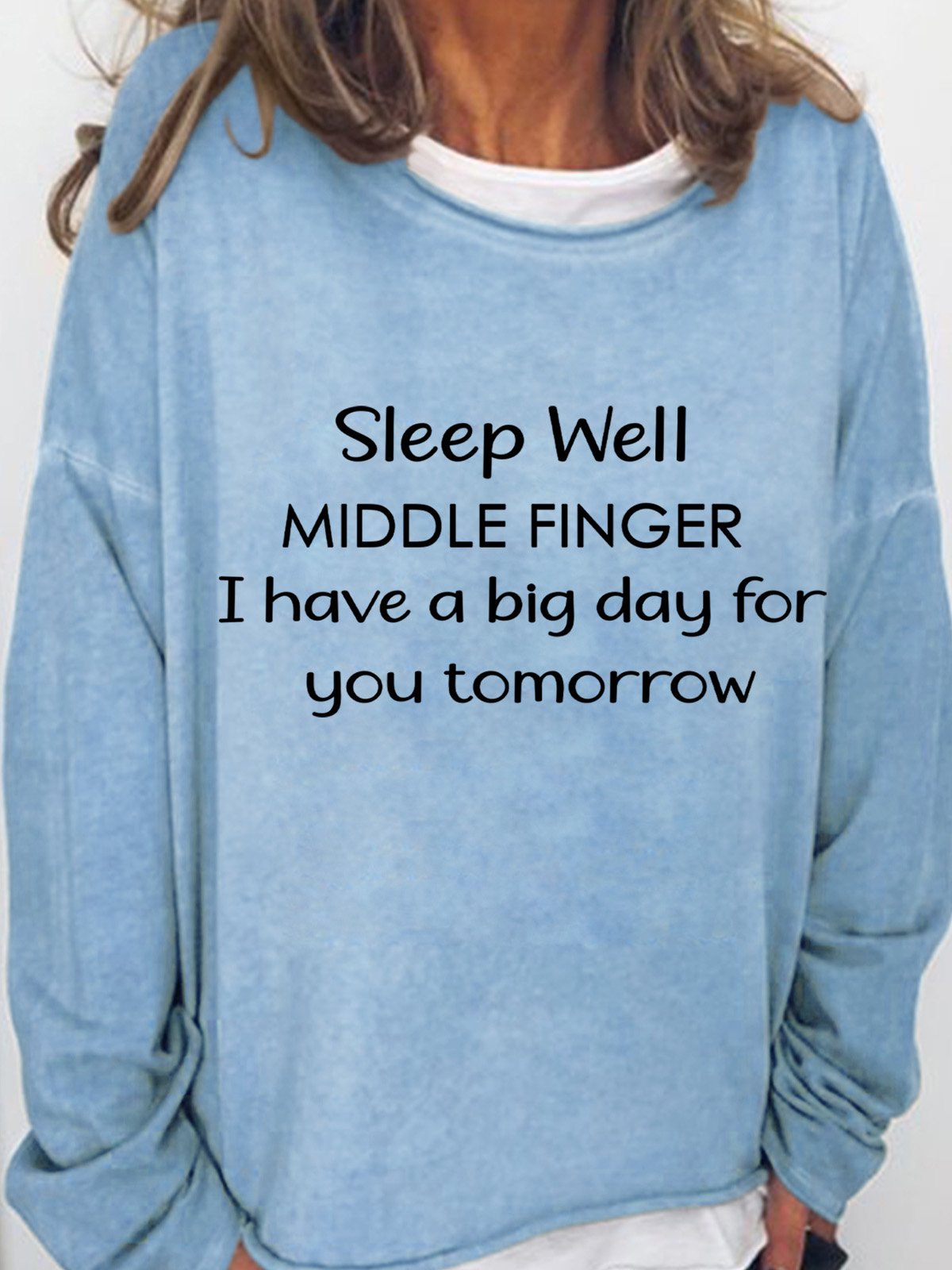 Lilicloth X Paula Sleep Well Middle Finger I Have A Big Day For You Tomorrow Women's Sweatshirt