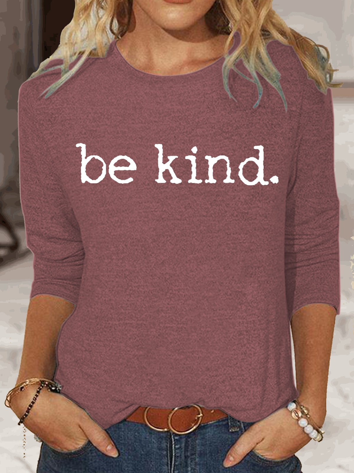 Womens Be Kind Crew Neck Top