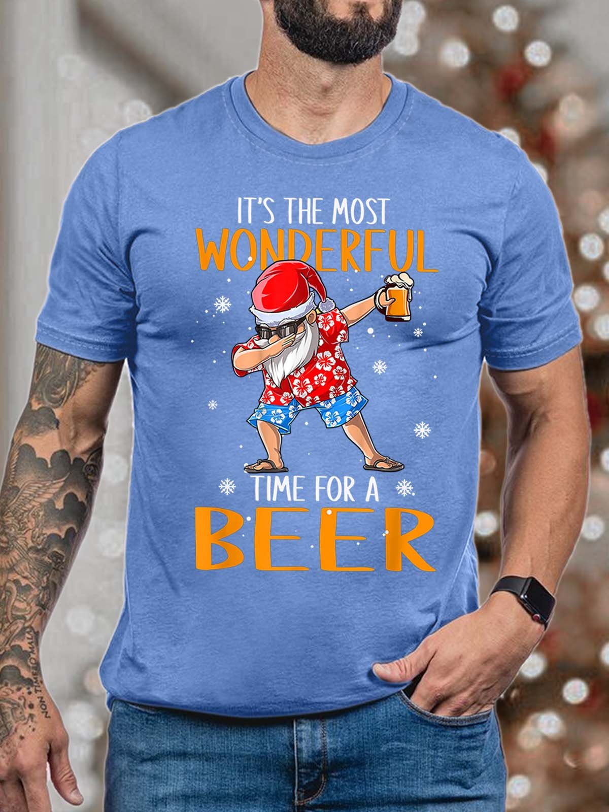 Men It’s The Most Wonderful Time For A Beer Casual Cotton Fit T-Shirt