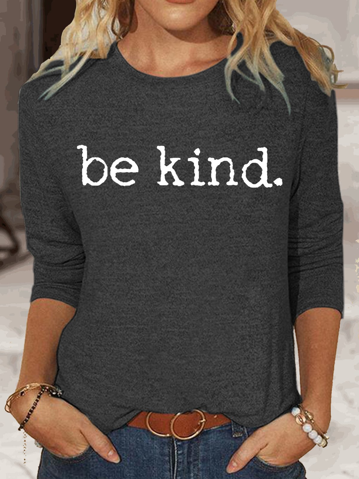 Womens Be Kind Crew Neck Top