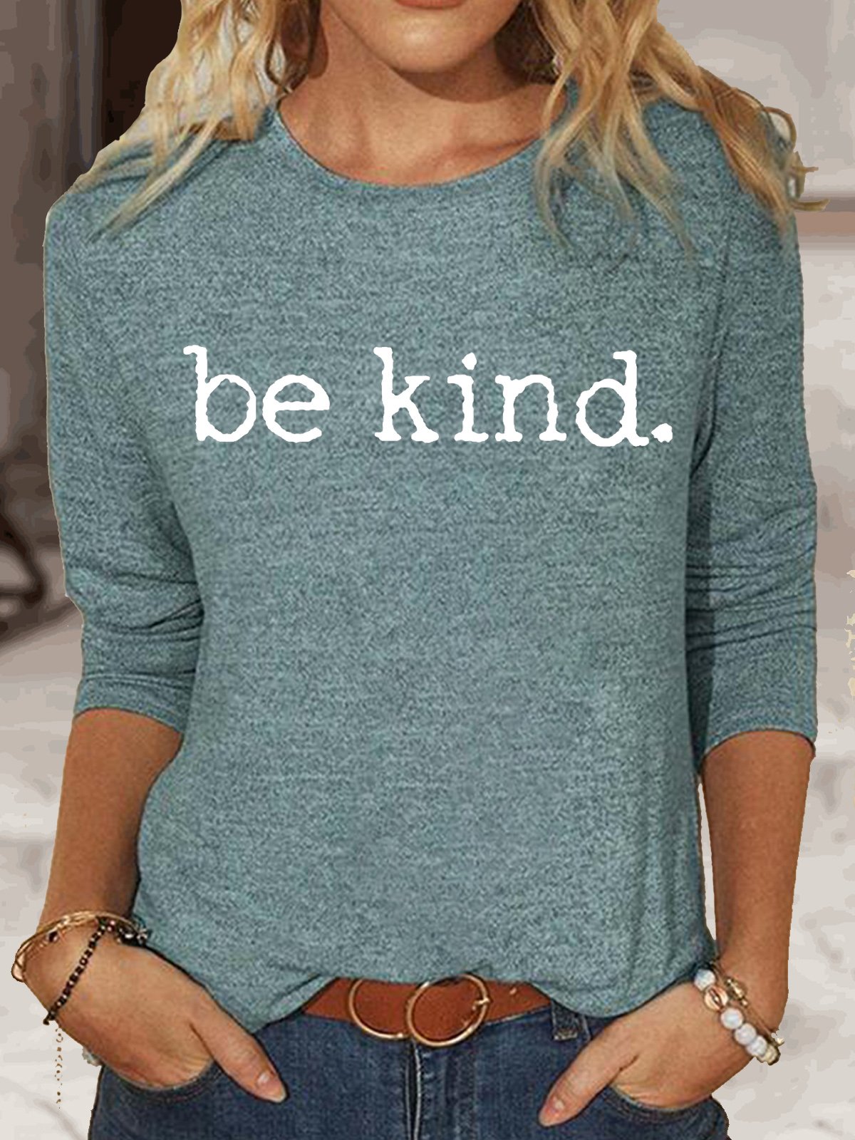 Womens Be Kind Crew Neck Top