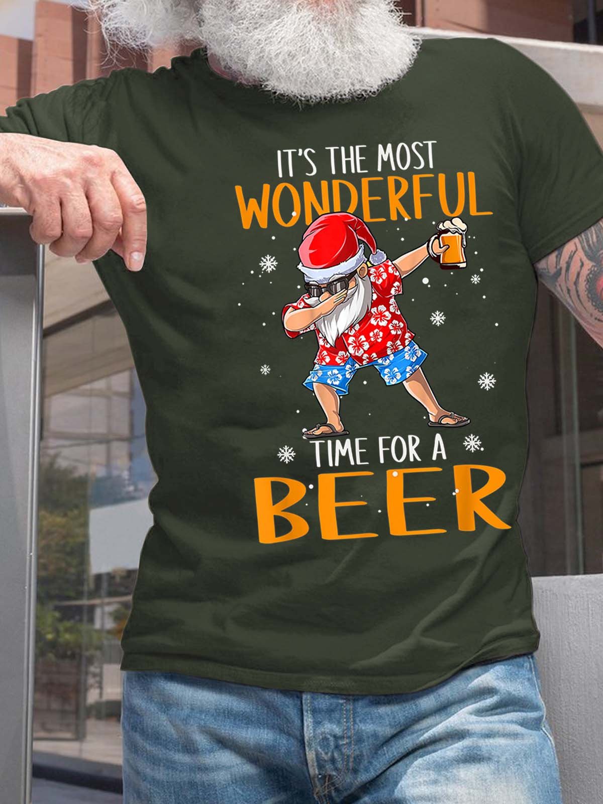 Men It’s The Most Wonderful Time For A Beer Casual Cotton Fit T-Shirt