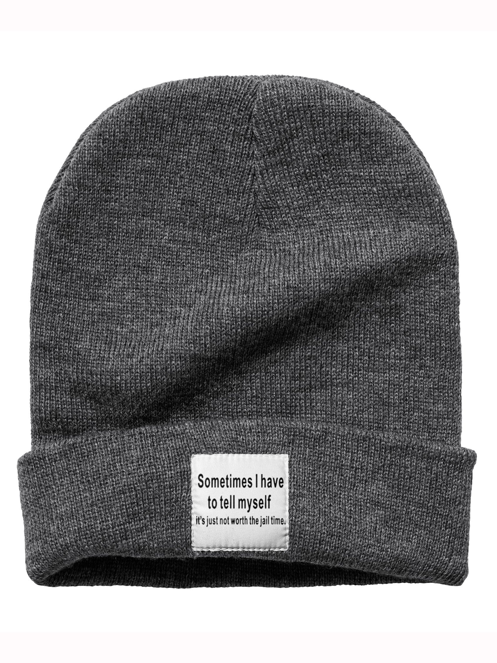 Sometimes I Have To Tell Myself It's Just Not Worth The Jail Time Funny Text Letter Beanie Hat