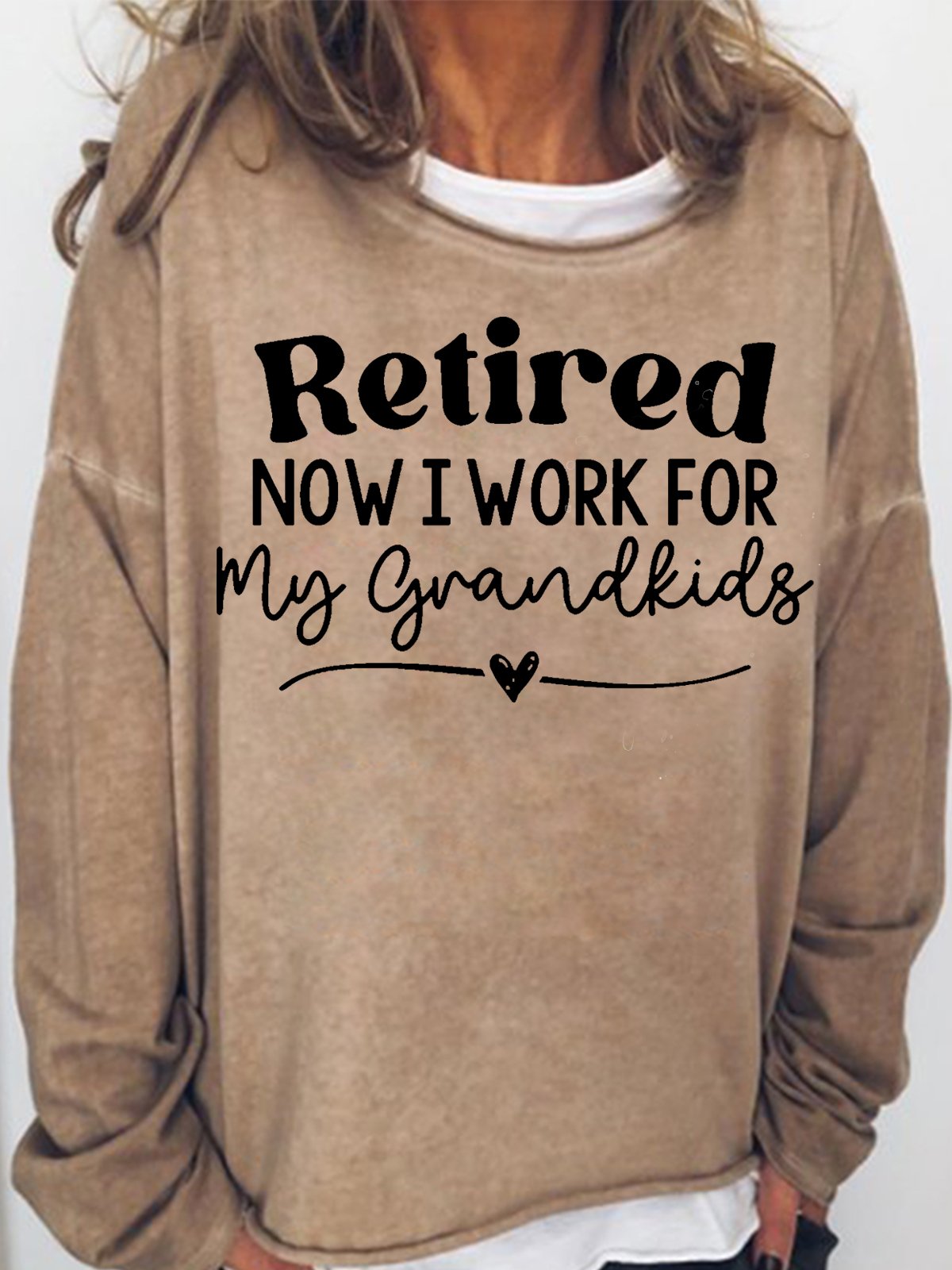 Womens Retired Now I Work From My Grandkids Crew Neck Sweatshirt