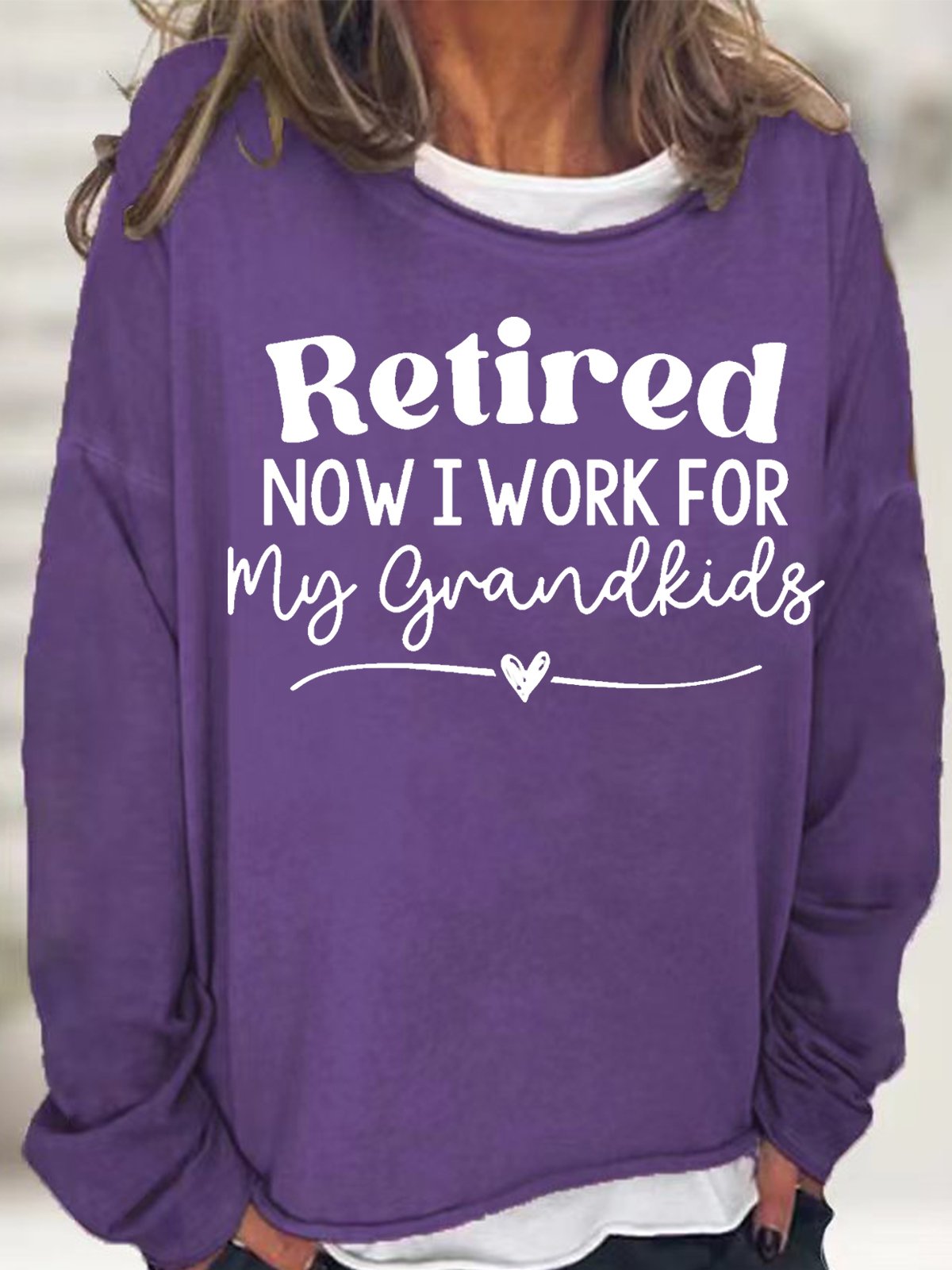 Womens Retired Now I Work From My Grandkids Crew Neck Sweatshirt