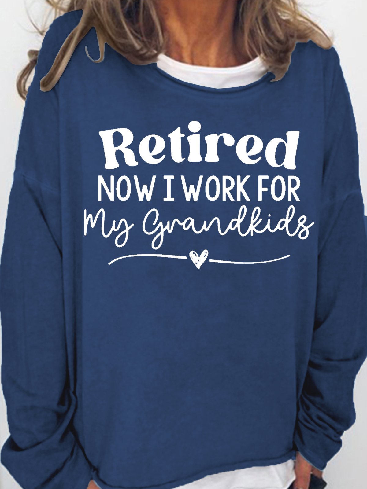 Womens Retired Now I Work From My Grandkids Crew Neck Sweatshirt