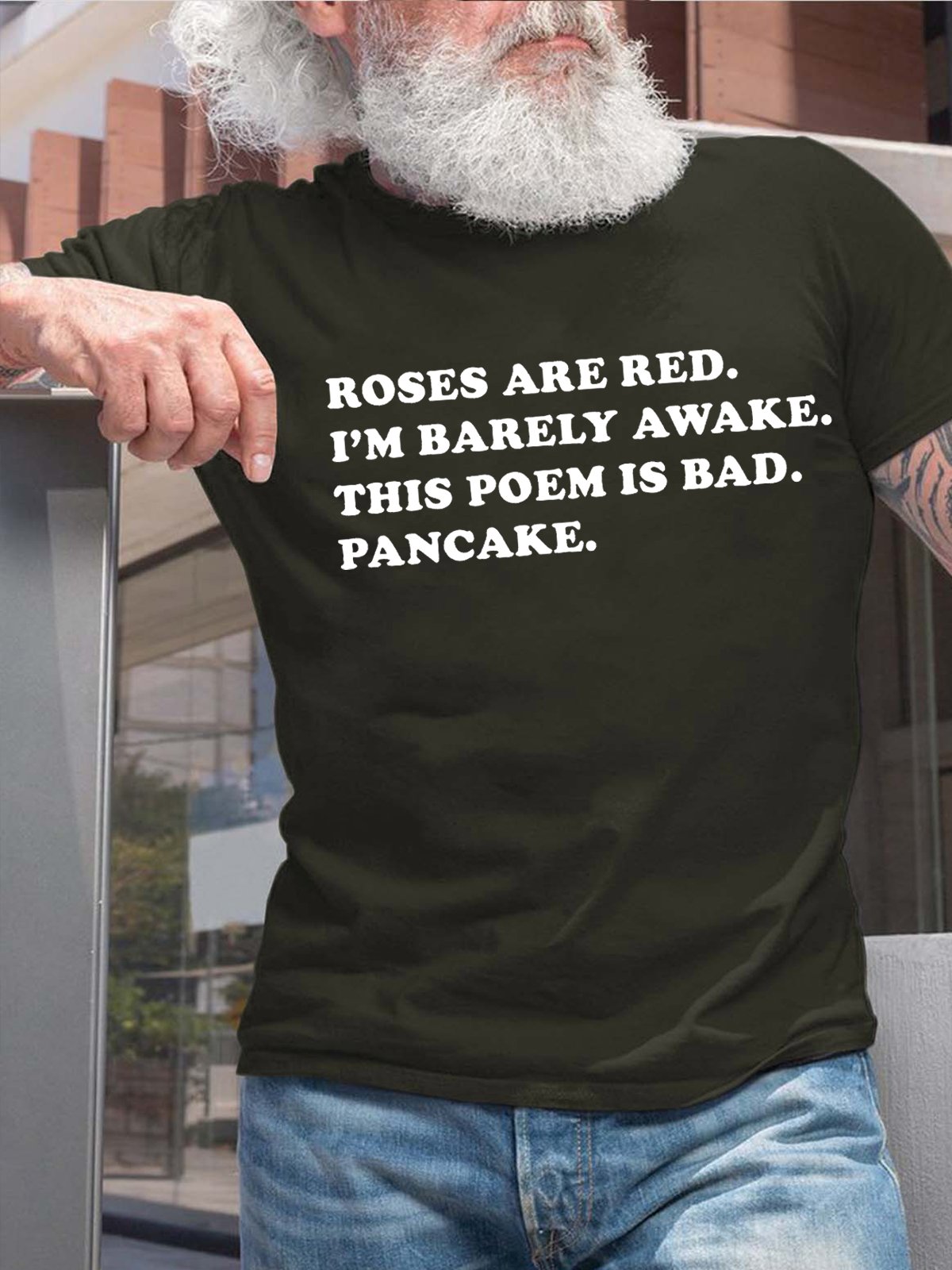 Men's Roses Are Red I Am Barely Awake This Poem Is Bad  Funny Valentine's Day Graphic Print Cotton Text Letters Casual T-Shirt