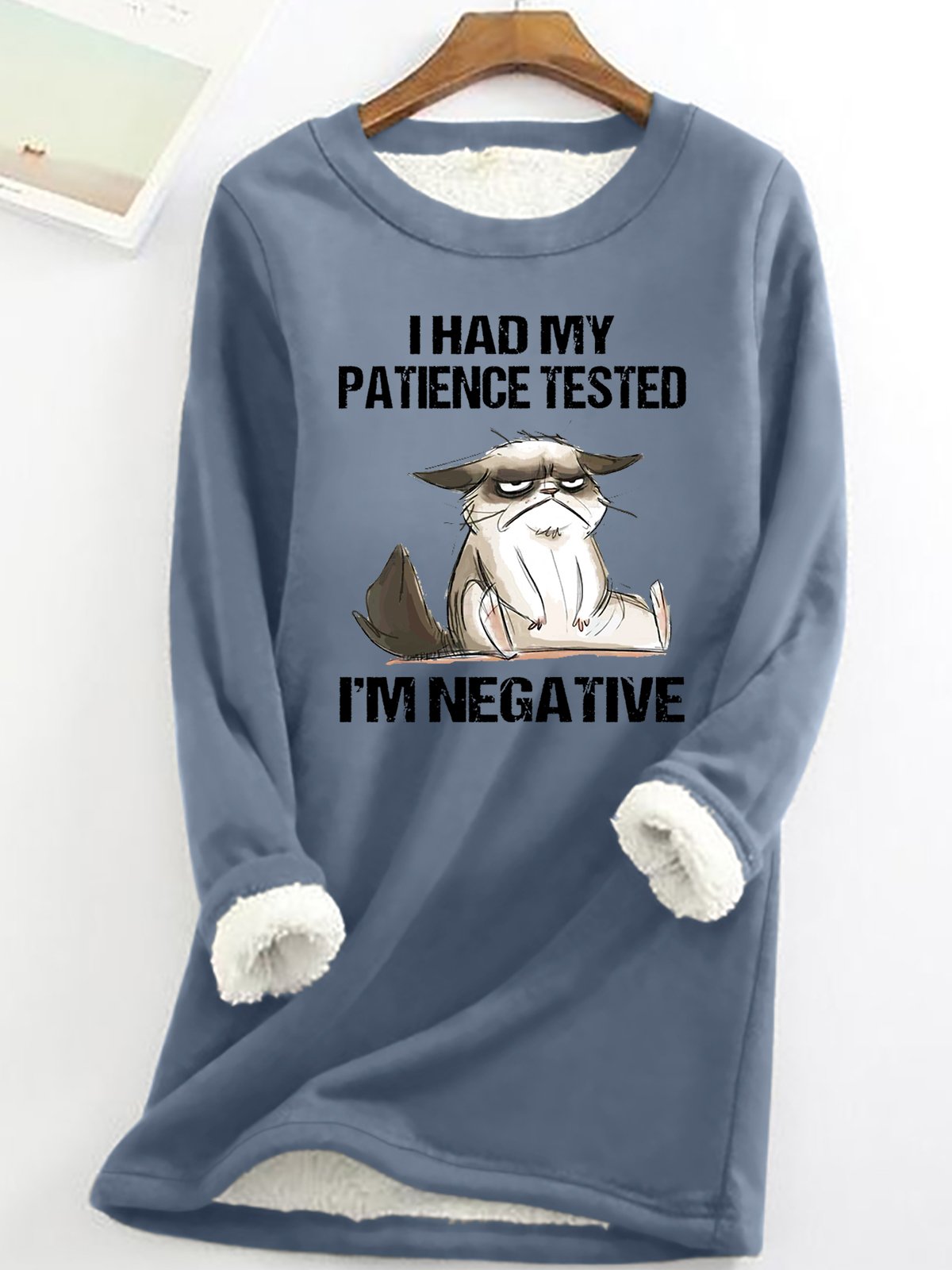 Women's Funny I Had My Patience Test Grumpy Cat Animal Crew Neck Sweatshirt