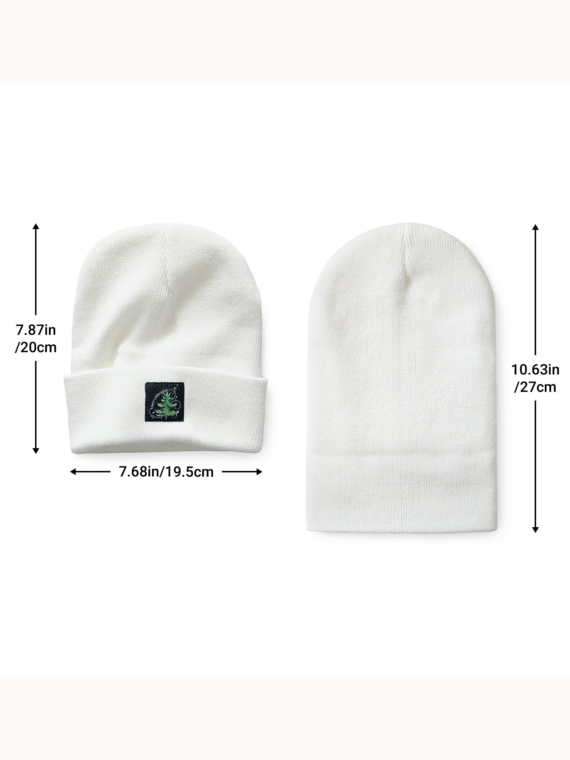 Merry And Bright Christmas Tree Graphic Beanie Hat