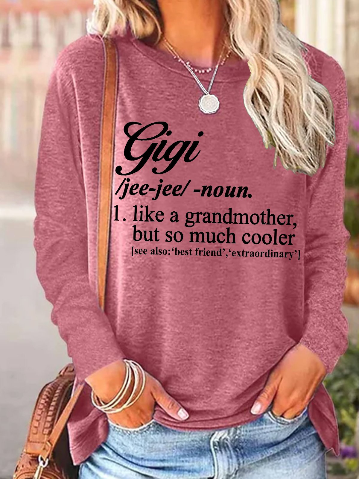 Gigi Like A Grandmather But So Much Cooler Cotton-Blend Casual Text Letters Regular Fit Top