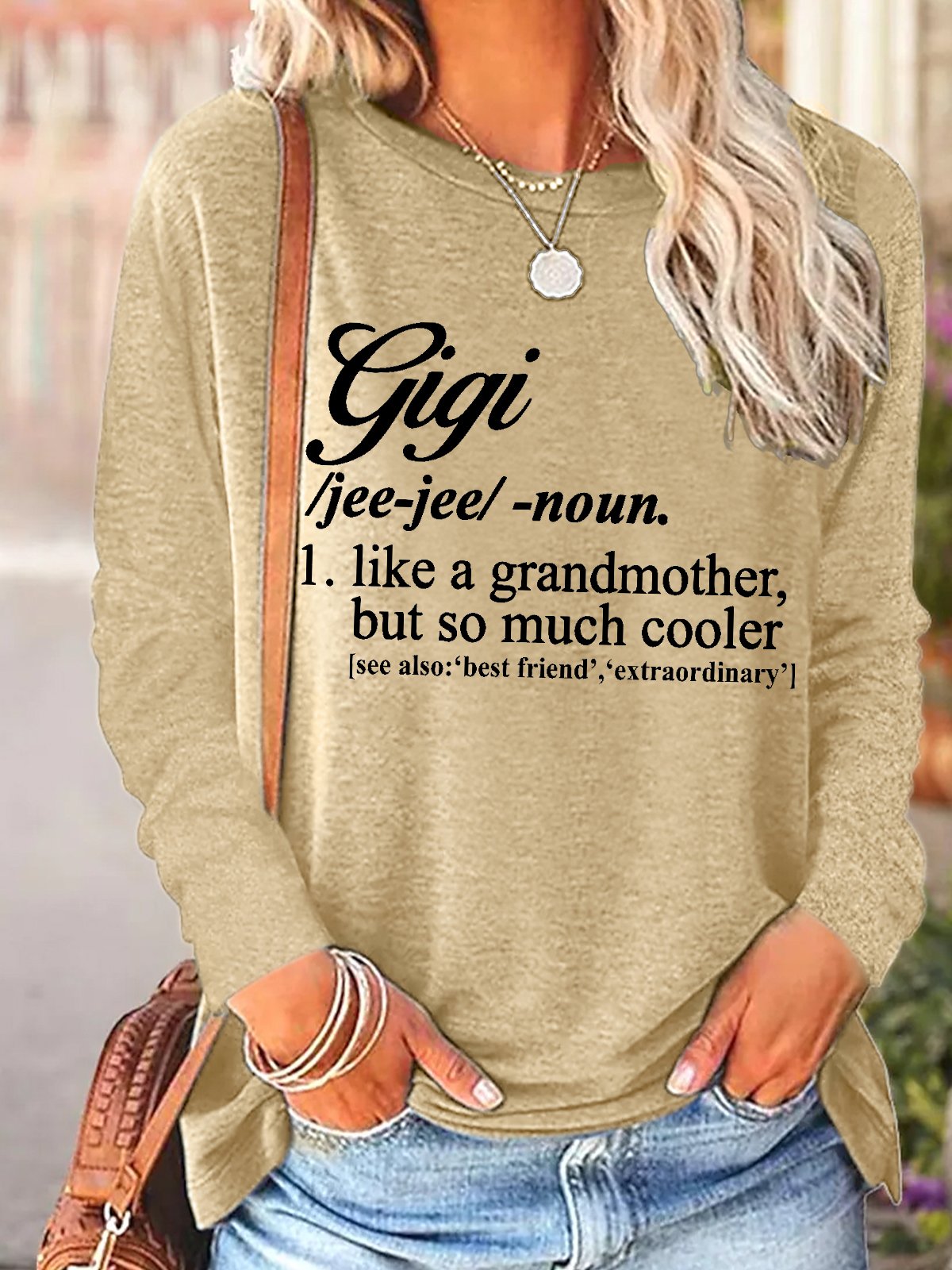 Gigi Like A Grandmather But So Much Cooler Cotton-Blend Casual Text Letters Regular Fit Top