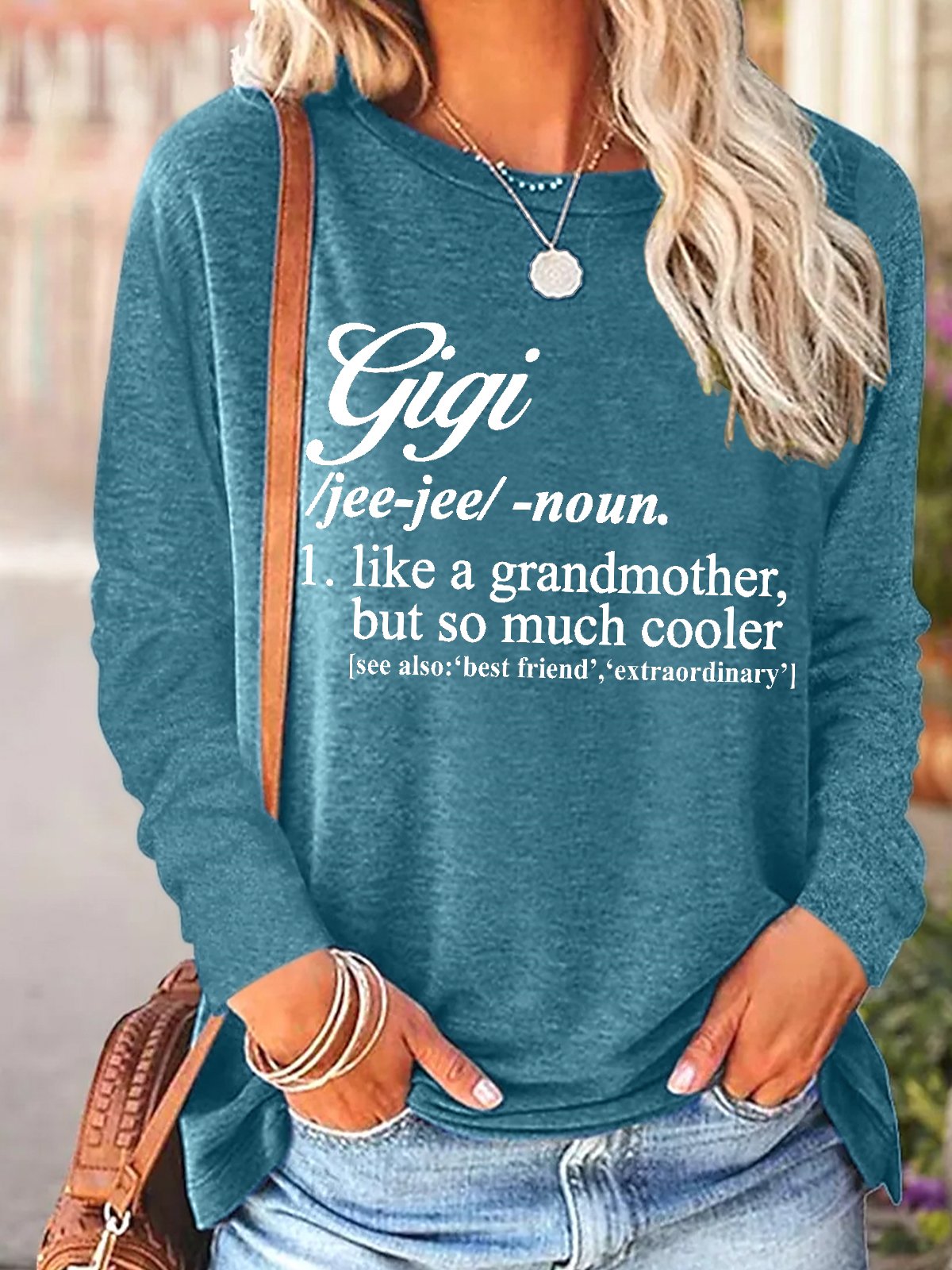 Gigi Like A Grandmather But So Much Cooler Cotton-Blend Casual Text Letters Regular Fit Top