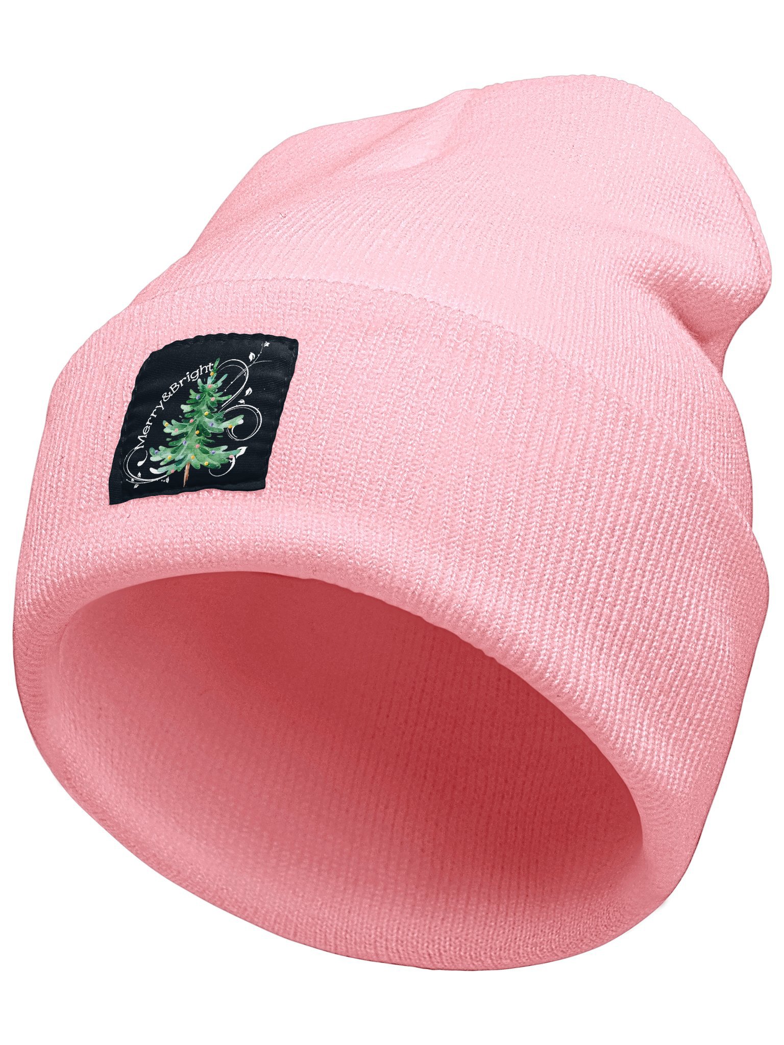 Merry And Bright Christmas Tree Graphic Beanie Hat