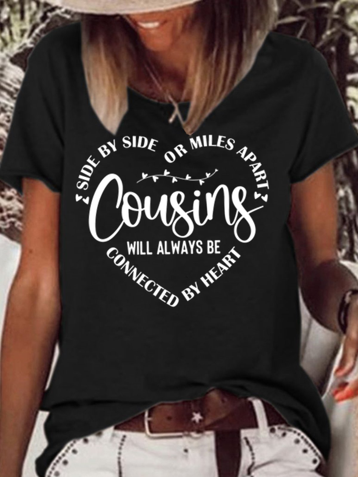 Women’s Cousins Family Lettter Casual T-Shirt