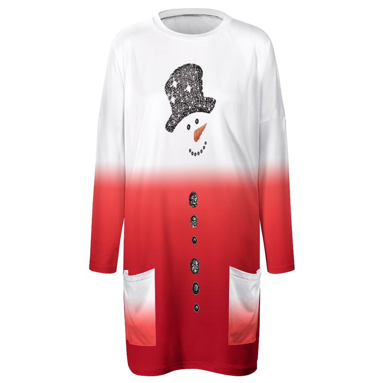 Women's Christmas Snow Man Crew Neck Casual Dress