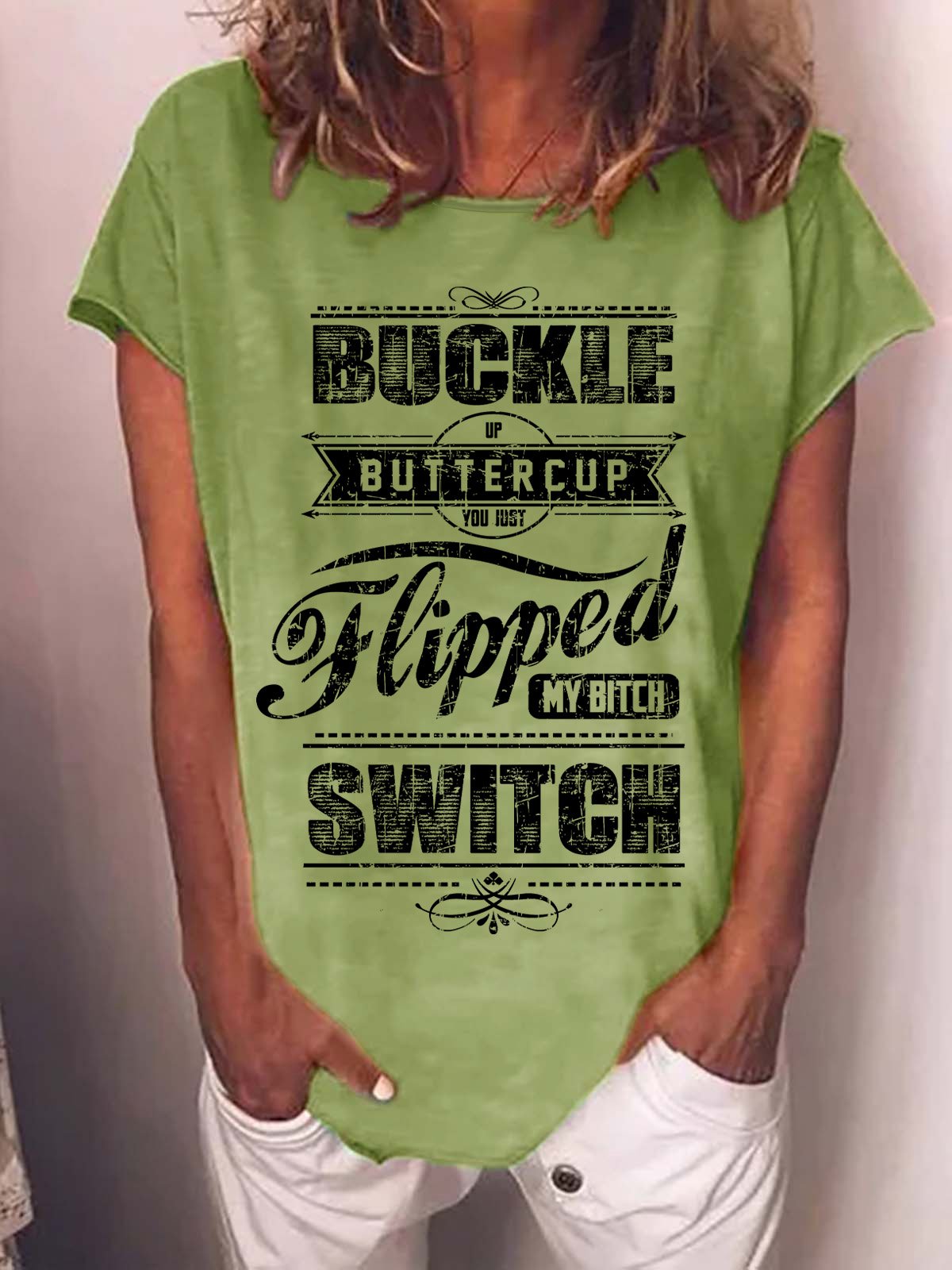 Lilicloth X Cadzart Buckle Up You Just Flipped My Bitch Switch Womens T-Shirt