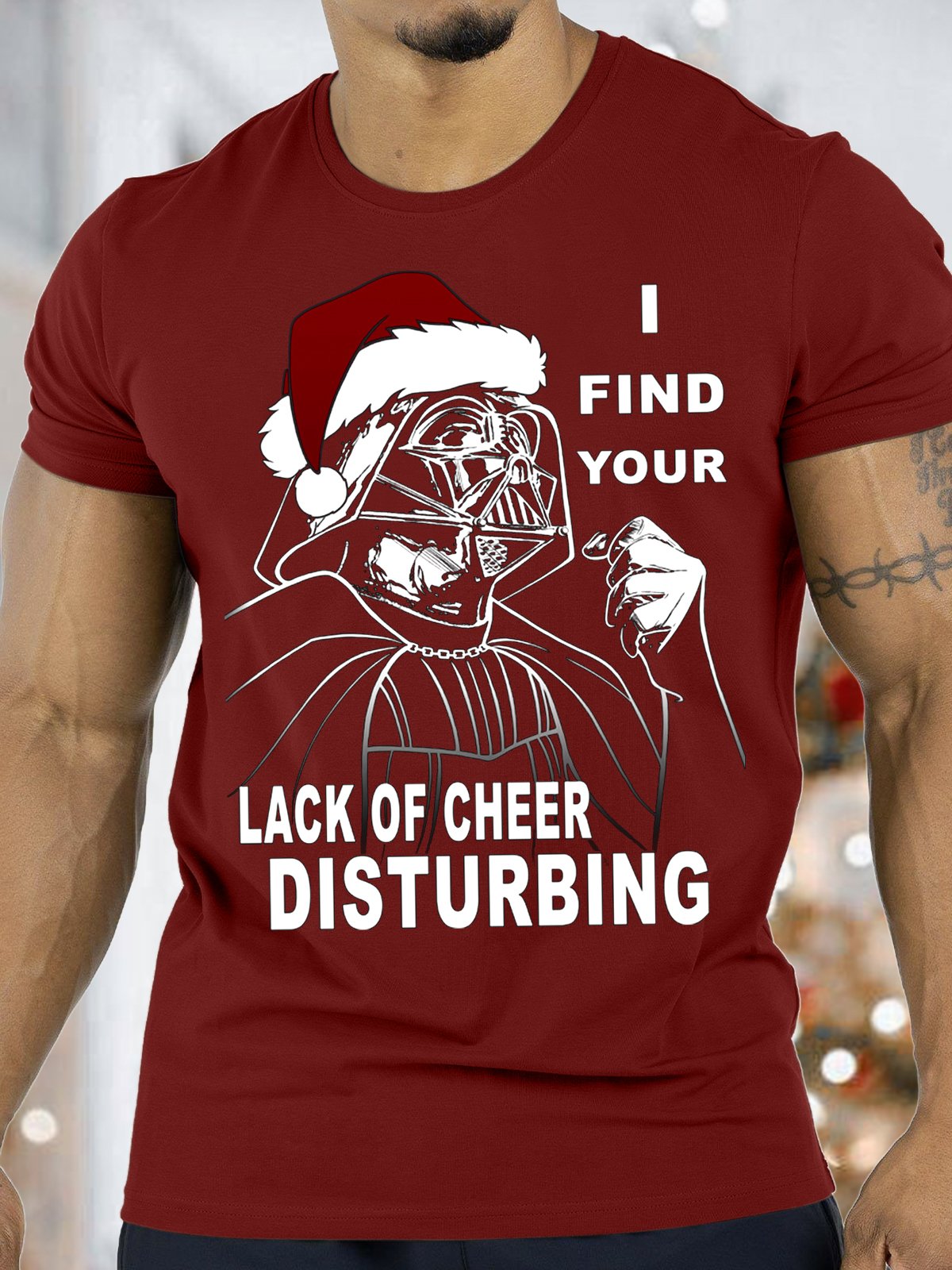 Men's I Find Your Lack Of Cheer Disturbing Christmas Funny Graphics Print Crew Neck Cotton Casual T-Shirt